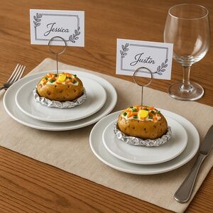 Loaded Baked Potato Place Card Holders – Handmade Clay – Holiday, Dinner Decor